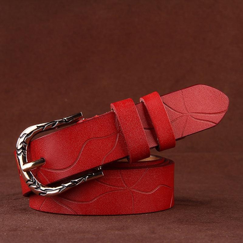 Belt Leather Lisse For Women Buckle Decor Vegetal Model Edenn by Zictor