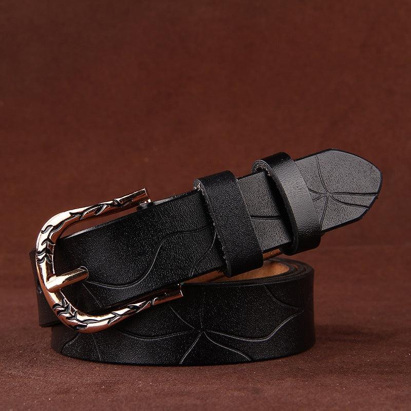 Belt Leather Lisse For Women Buckle Decor Vegetal Model Edenn by Zictor