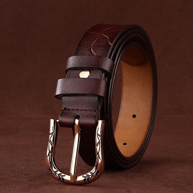 Belt Leather Lisse For Women Buckle Decor Vegetal Model Edenn by Zictor