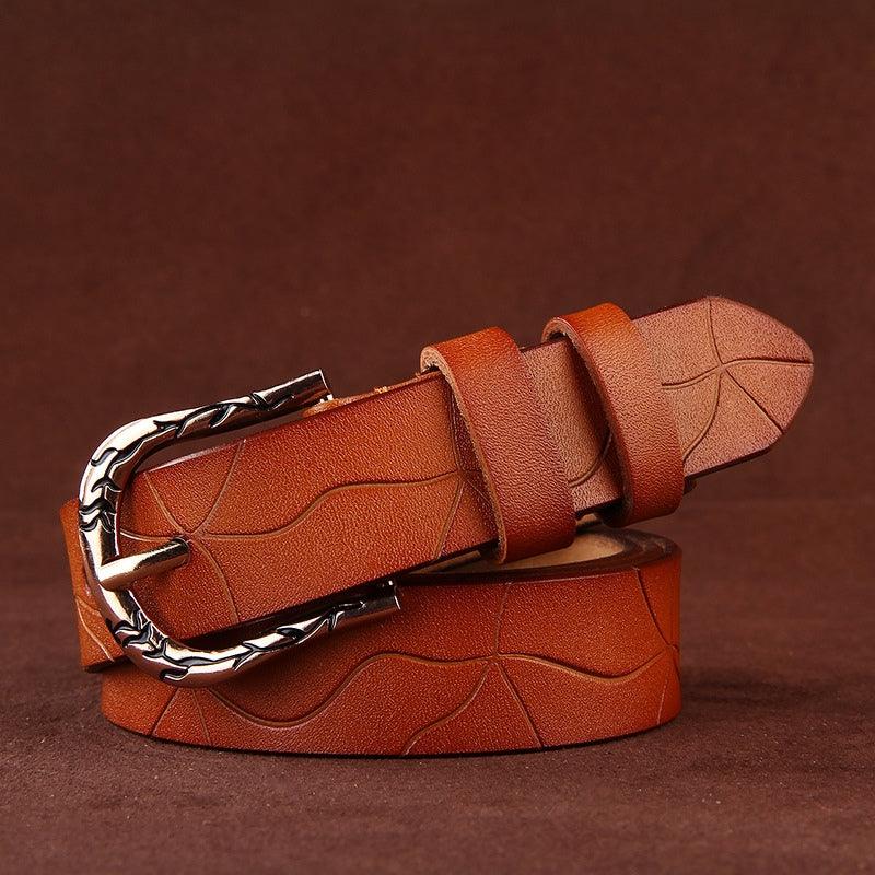 Belt Leather Lisse For Women Buckle Decor Vegetal Model Edenn by Zictor