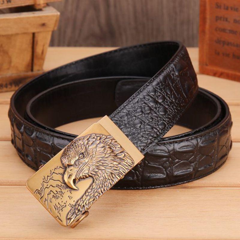 Belt Leather Buckle Golden Aigle For Men Model Dominique by Zictor