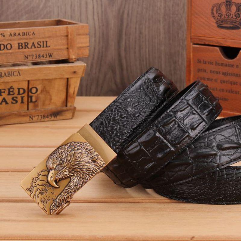 Belt Leather Buckle Golden Aigle For Men Model Dominique by Zictor