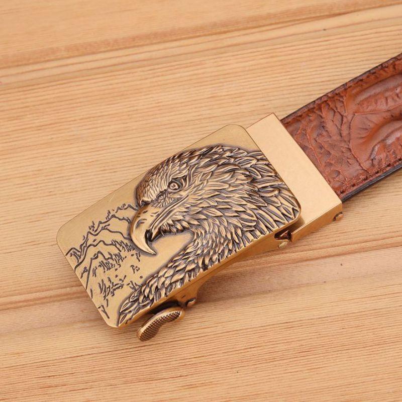 Belt Leather Buckle Golden Aigle For Men Model Dominique by Zictor