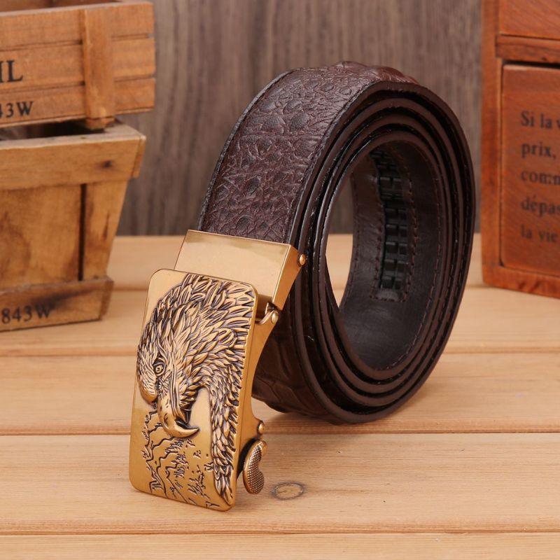 Belt Leather Buckle Golden Aigle For Men Model Dominique by Zictor