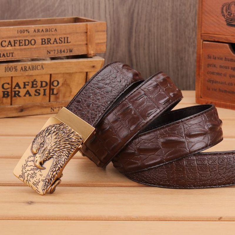 Belt Leather Buckle Golden Aigle For Men Model Dominique by Zictor