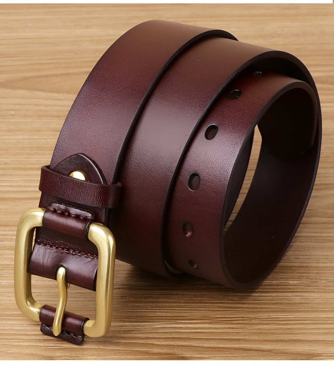 Belt Leather For Men Buckle Brass Hypoallergenique Model Dash by Zictor