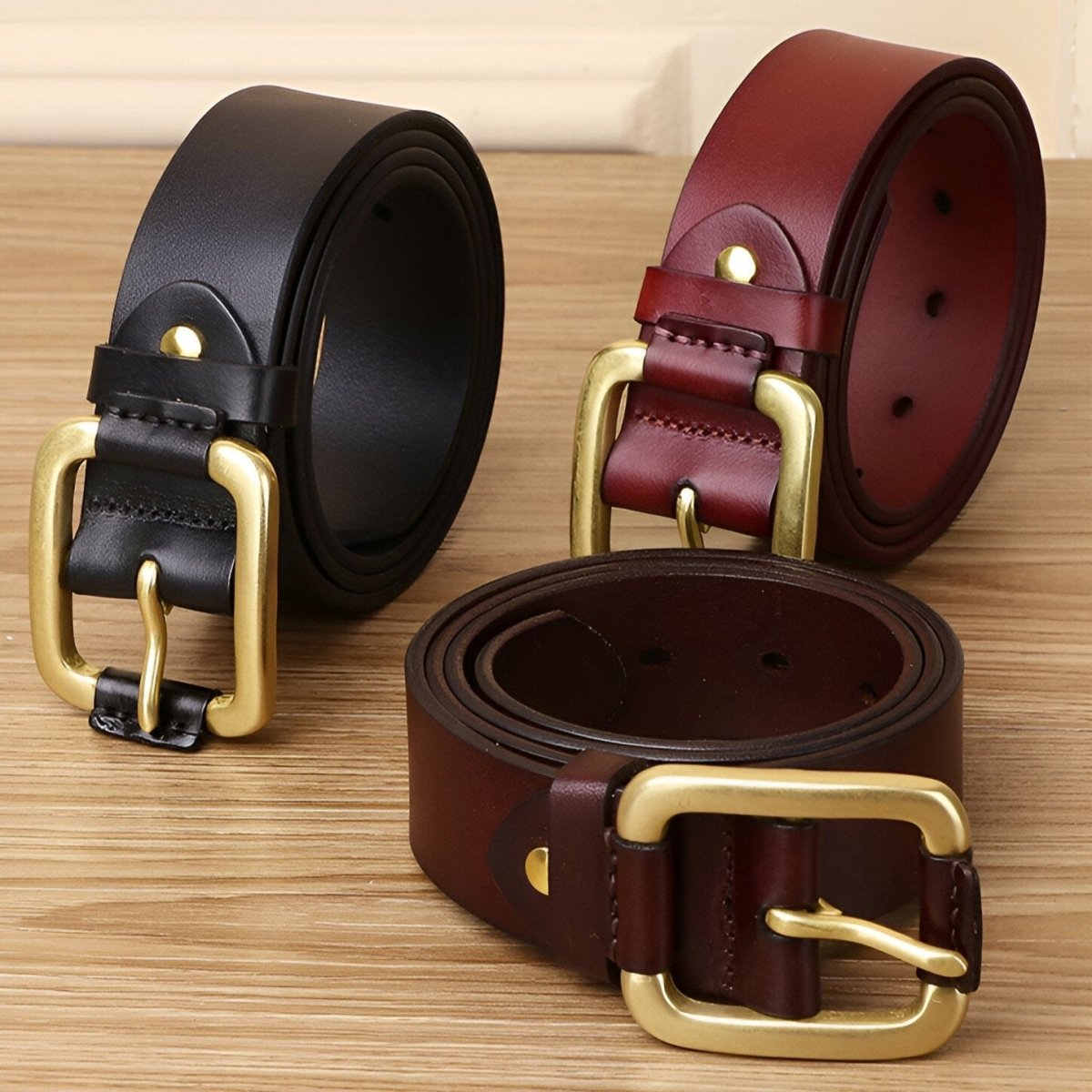 Belt Leather For Men Buckle Brass Hypoallergenique Model Dash by Zictor