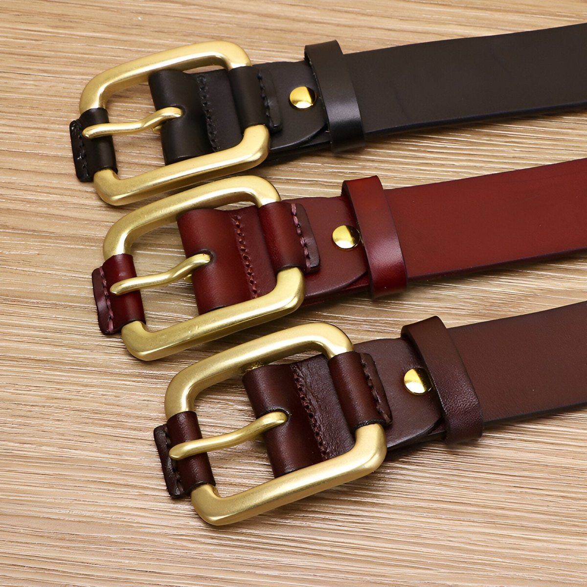 Belt Leather For Men Buckle Brass Hypoallergenique Model Dash by Zictor