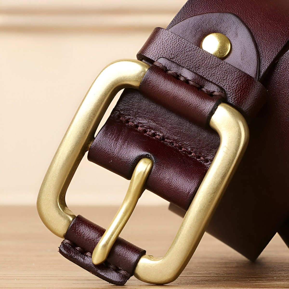 Belt Leather For Men Buckle Brass Hypoallergenique Model Dash by Zictor