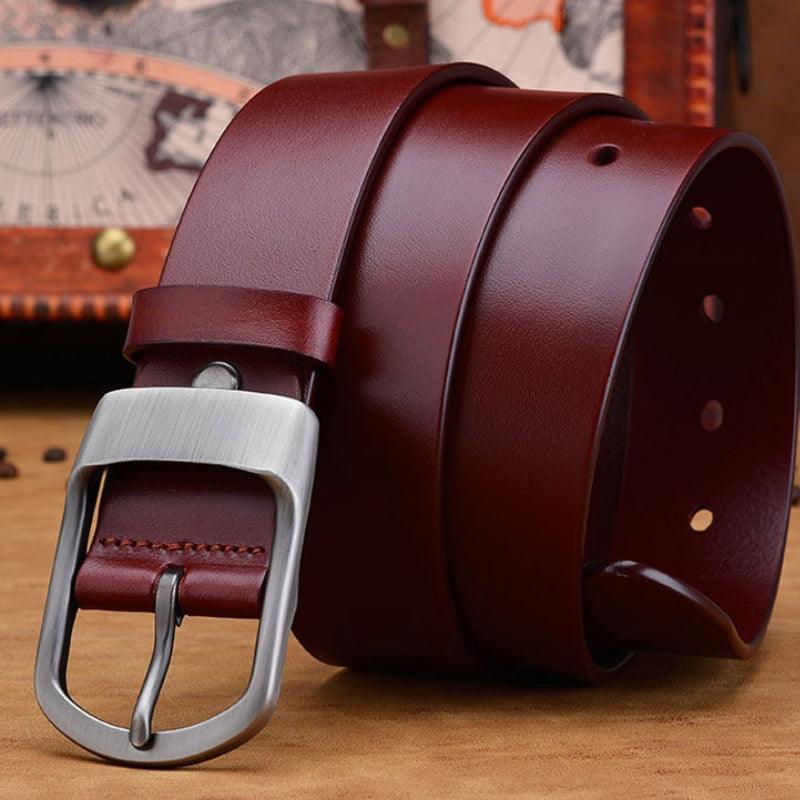 Belt in leather for Men, buckle mate, model DomForest - Zictor