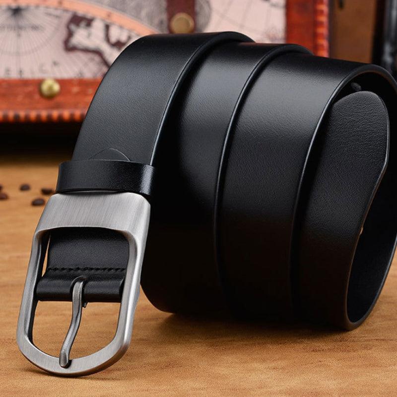 Belt in leather for Men, buckle mate, model DomForest - Zictor