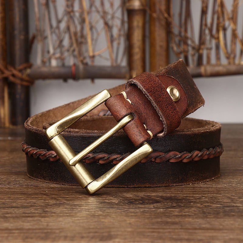 Belt Leather For Men With Strap Centrale Braided Model Naz by Zictor