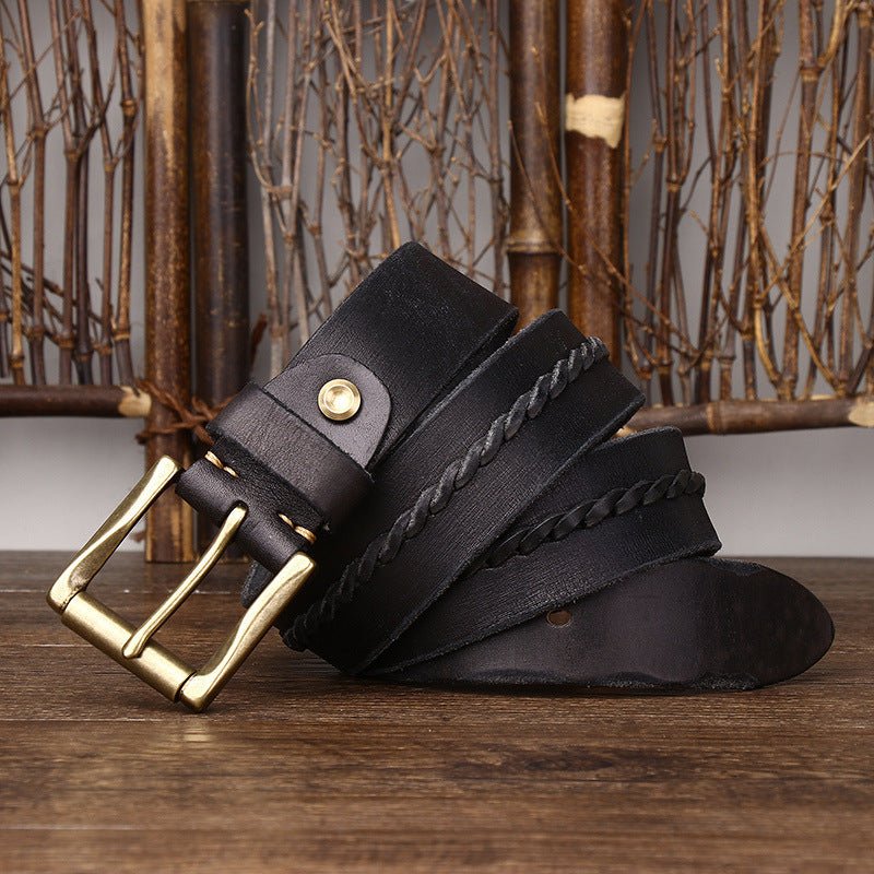 Belt Leather For Men With Strap Centrale Braided Model Naz by Zictor