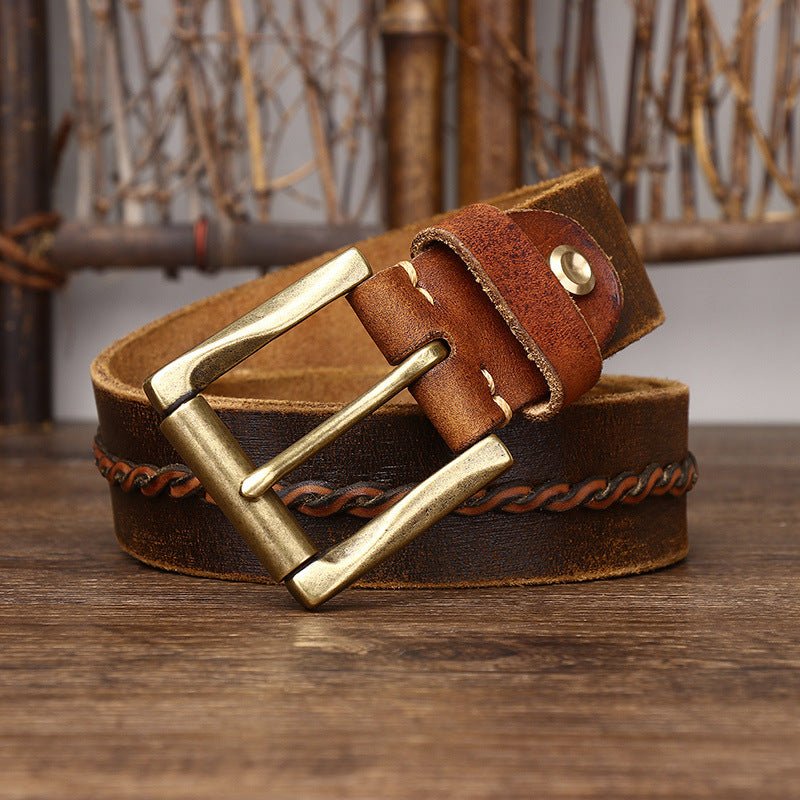 Belt Leather For Men With Strap Centrale Braided Model Naz by Zictor
