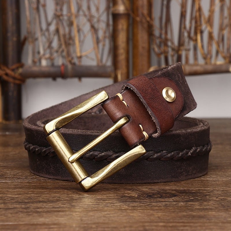 Belt Leather For Men With Strap Centrale Braided Model Naz by Zictor