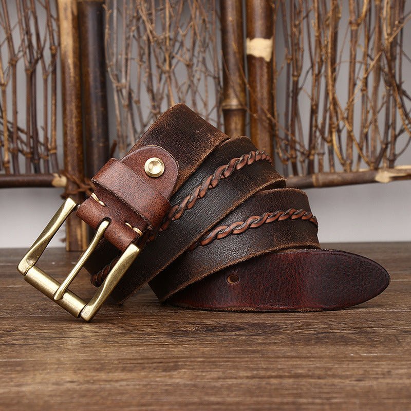 Belt Leather For Men With Strap Centrale Braided Model Naz by Zictor