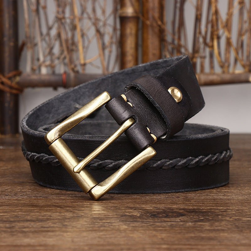 Belt Leather For Men With Strap Centrale Braided Model Naz by Zictor