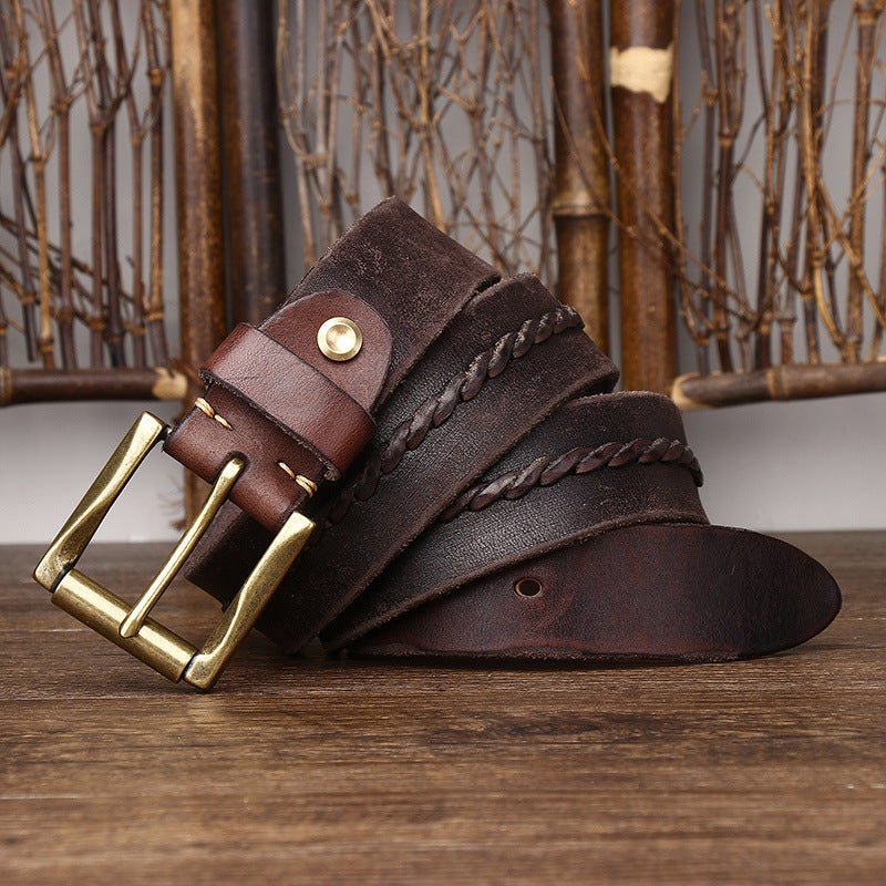 Belt Leather For Men With Strap Centrale Braided Model Naz by Zictor