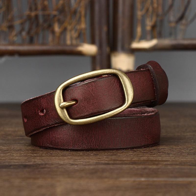 Belt in leather for women, model Blaeke - Zictor