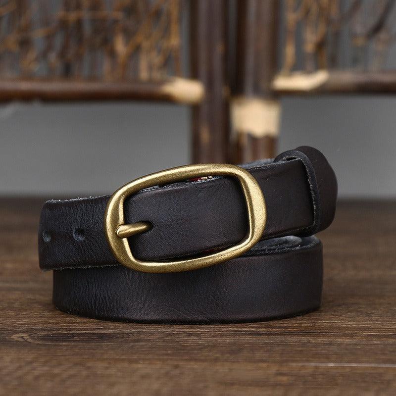 Belt in leather for women, model Blaeke - Zictor