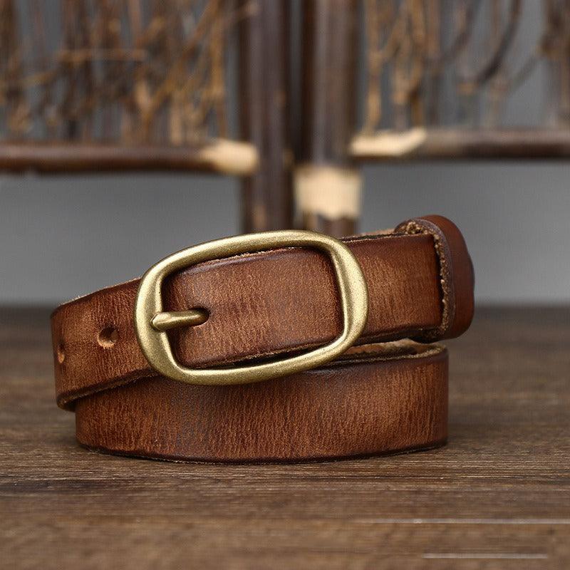 Belt in leather for women, model Blaeke - Zictor