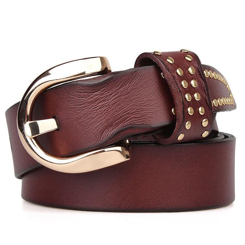 Belt in leather for women, model Bronwyn - Zictor