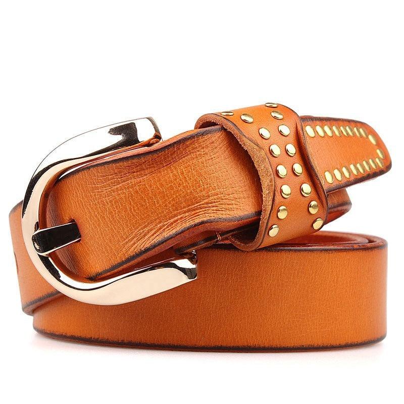 Belt in leather for women, model Bronwyn - Zictor