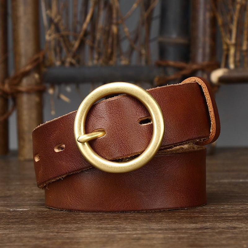 Belt in leather for women, model Rivar - Zictor