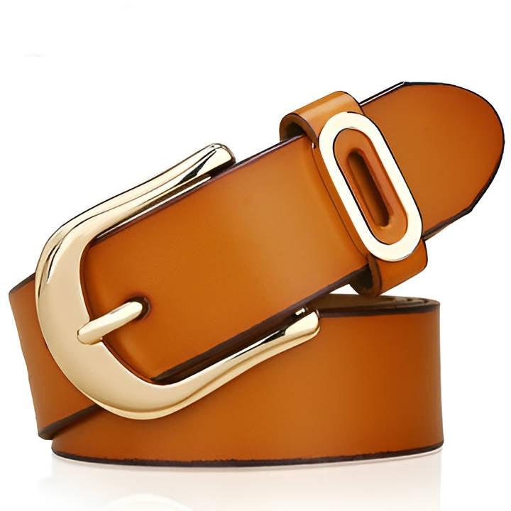 Belt in leather for women, model SChen - Zictor