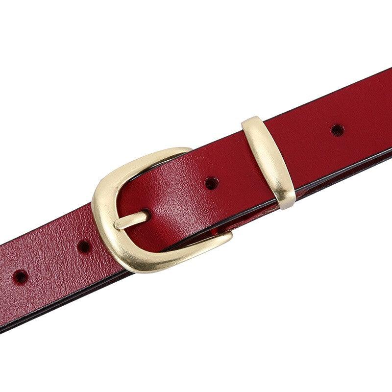 Belt Leather Lisse Buckle Golden For Women Model Cameryn by Zictor