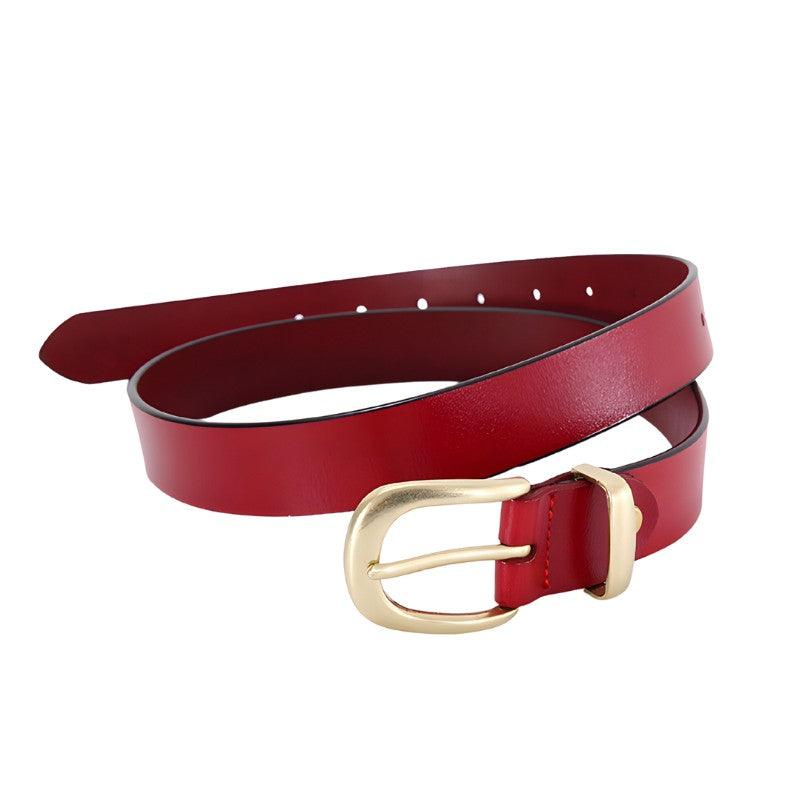 Belt Leather Lisse Buckle Golden For Women Model Cameryn by Zictor