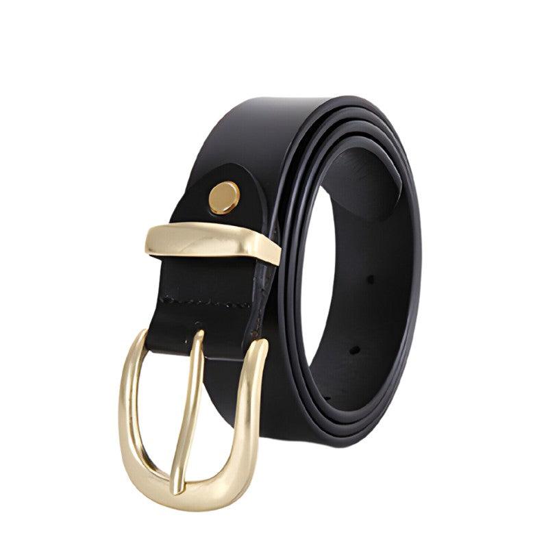 Belt Leather Lisse Buckle Golden For Women Model Cameryn by Zictor