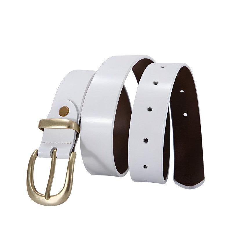 Belt Leather Lisse Buckle Golden For Women Model Cameryn by Zictor
