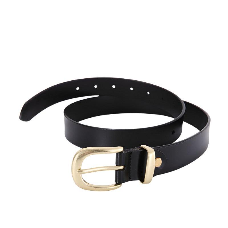 Belt Leather Lisse Buckle Golden For Women Model Cameryn by Zictor