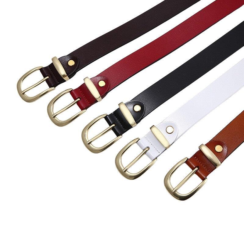 Belt Leather Lisse Buckle Golden For Women Model Cameryn by Zictor