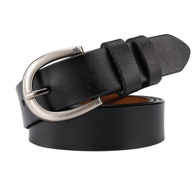 Belt in leather lisse for women buckle décor Etoile, model Kendrixelle
