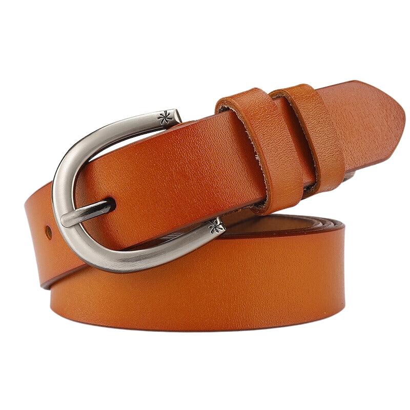 Belt in leather lisse for women buckle décor Etoile, model Kendrixelle
