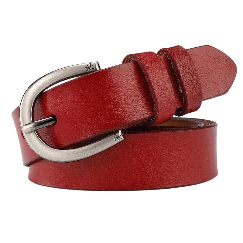 Belt in leather lisse for women buckle décor Etoile, model Kendrixelle
