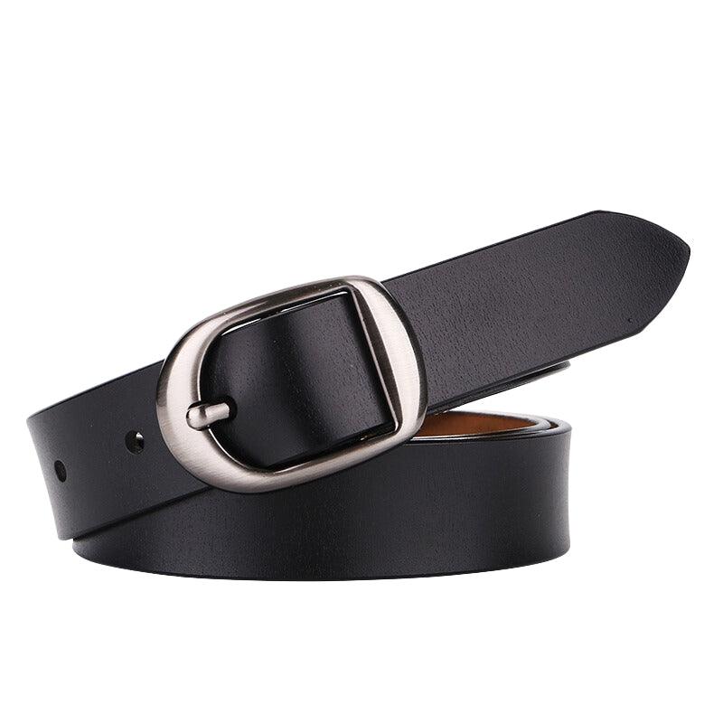 Belt in leather lisse for women to buckle Chic, model Aydenie - Zictor
