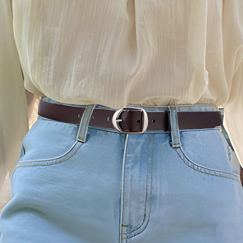 Belt Leather Lisse For Women TO Buckle Retro Model Louie by Zictor