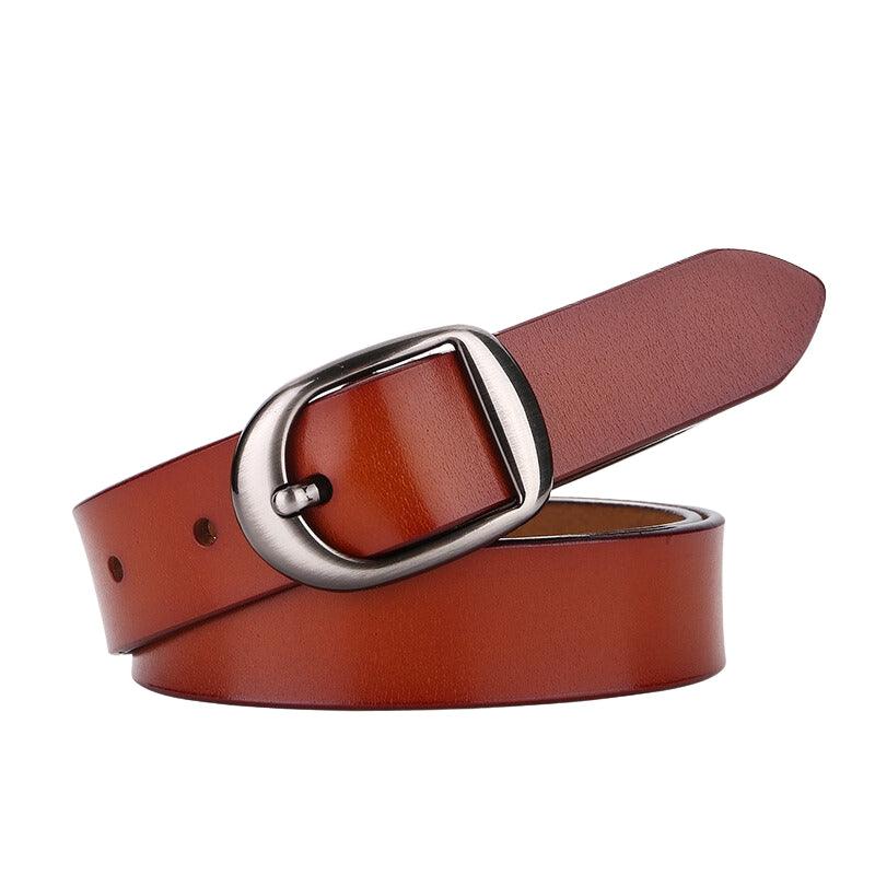 Belt in leather lisse for women to buckle Chic, model Aydenie - Zictor