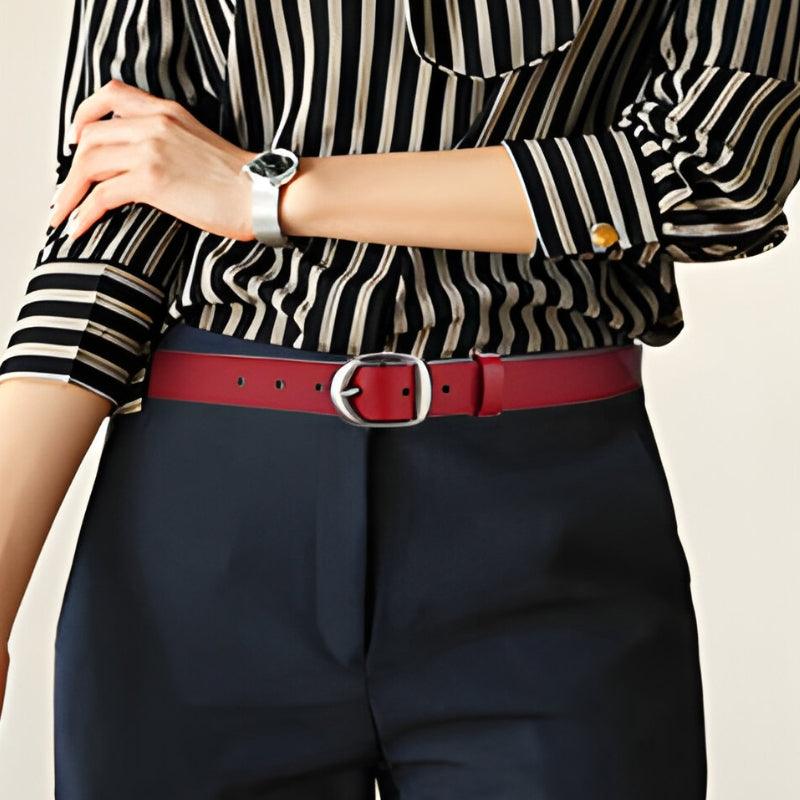 Belt Leather Lisse For Women TO Buckle Retro Model Louie by Zictor