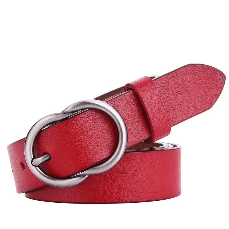 Belt in leather lisse for women to buckle Rétro, model IzKendrixe