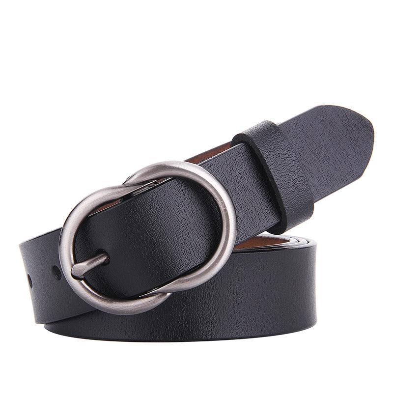 Belt in leather lisse for women to buckle Rétro, model IzKendrixe