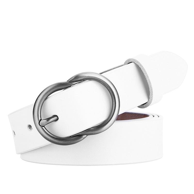 Belt in leather lisse for women to buckle Rétro, model IzKendrixe