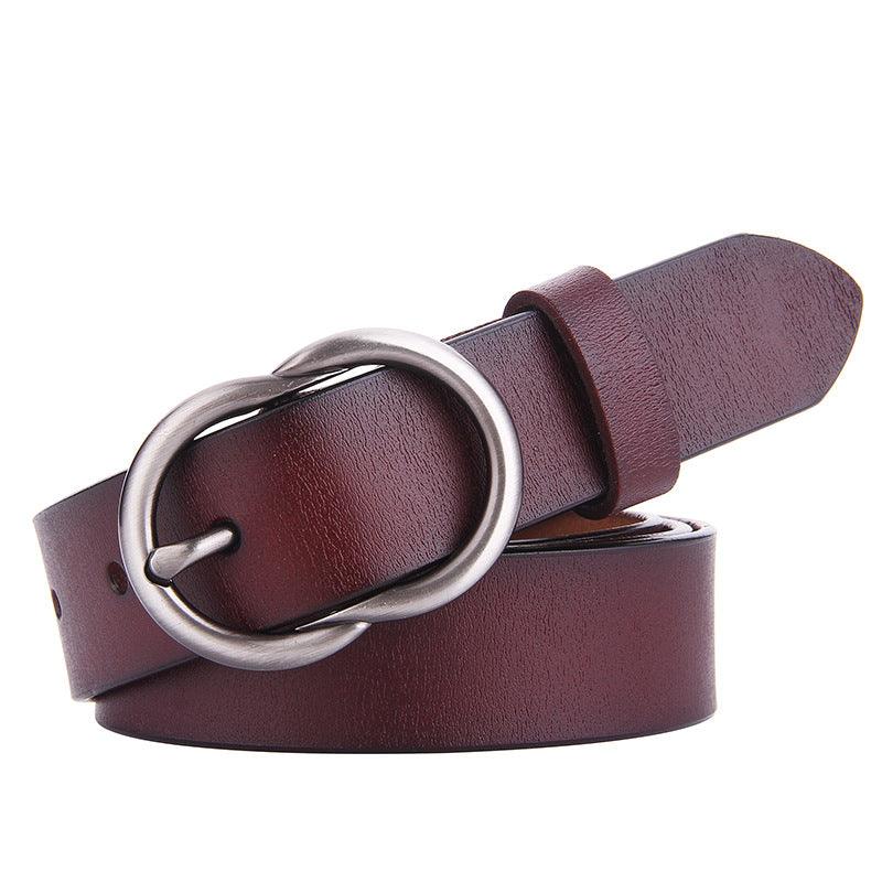 Belt in leather lisse for women to buckle Rétro, model IzKendrixe