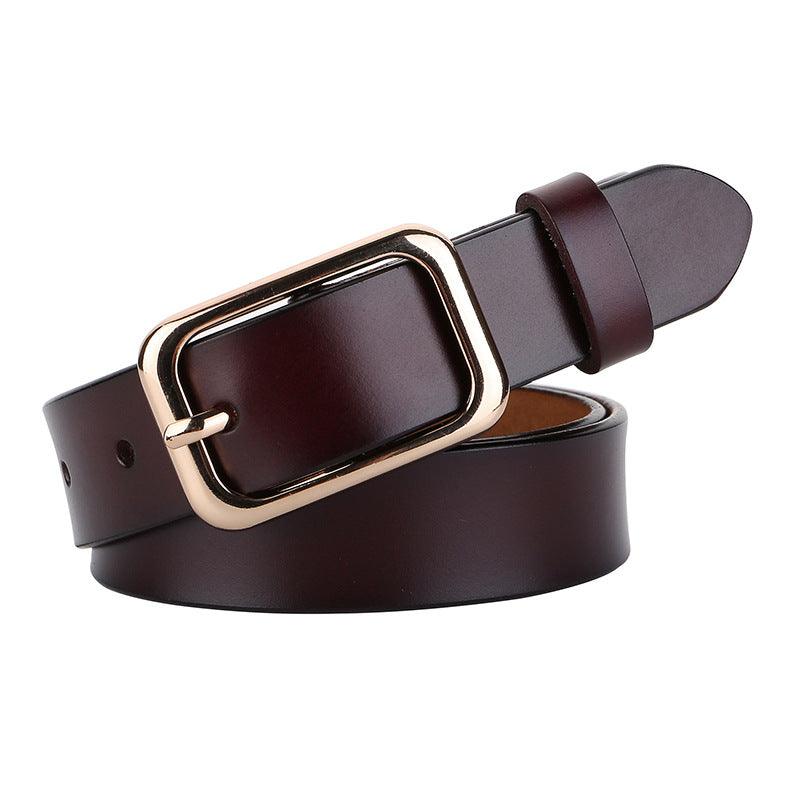 Belt in leather lisse for women to buckle single, model Keely