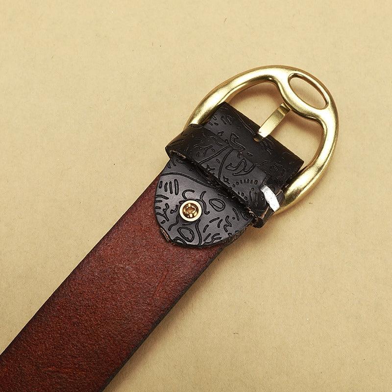 Belt Leather Look Boheme For Women Buckle Ovale Fleurs Model Finleee by Zictor
