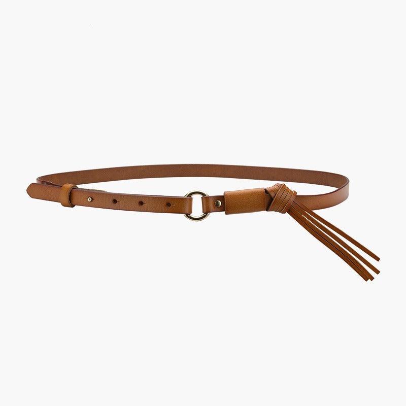 Belt in leather ornée d'a pompon for women, model BChenne - Zictor