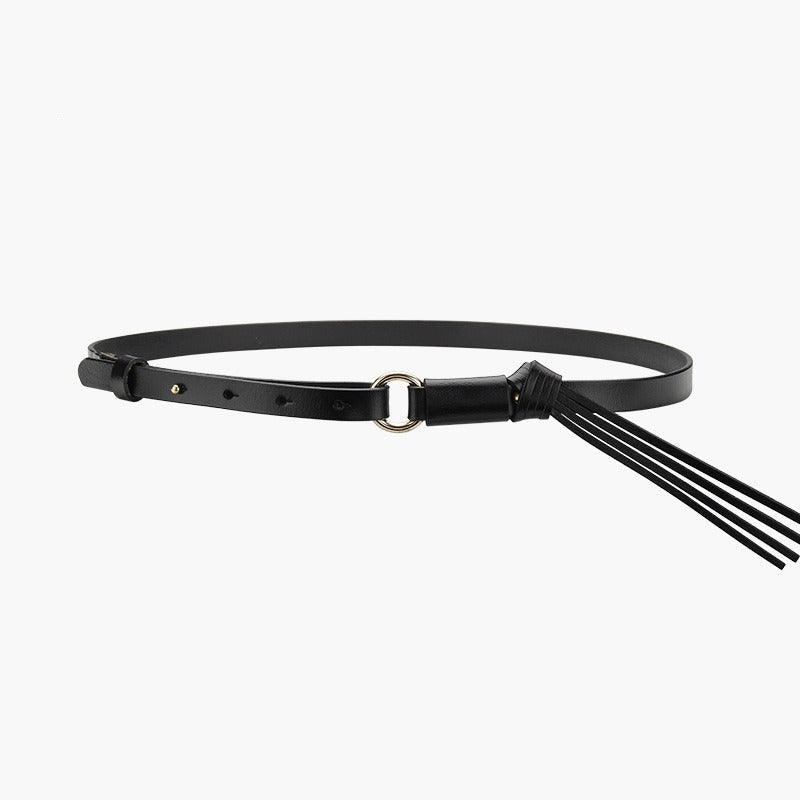 Belt in leather ornée d'a pompon for women, model BChenne - Zictor